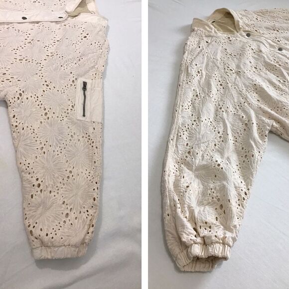 Free People Daisy Jane Ivory Eyelet Bomber Jacket Size Large - Picture 13 of 14